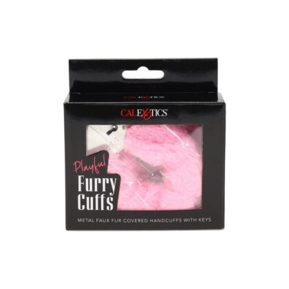 Calexotics Playful Furry Cuffs - Red and White Faux Fur Restraints