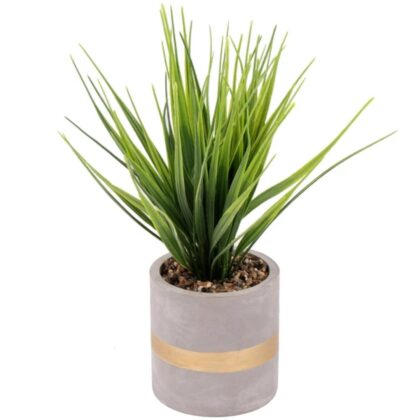 11.75" Faux Mini Snake Plant with Concrete Planter