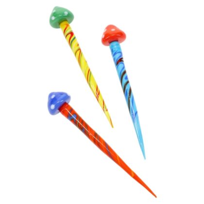 Glass Mushroom Dab Tool Striped Colors