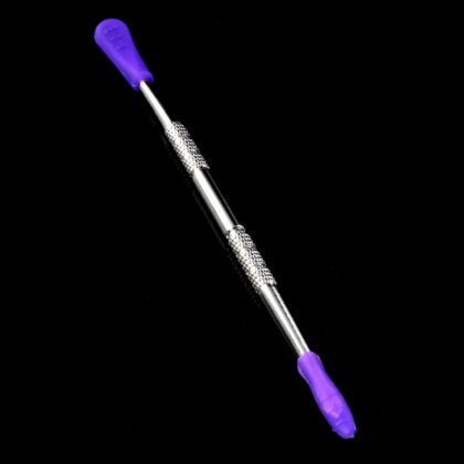 Colorful 4.5" Silicone-Tip Metal Dab Tool with dual non-stick silicone ends for gentle use on quartz and glass