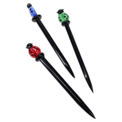 5" Glass Lady Bug Dab Tool - Solid Borosilicate Glass - Lady Bug Accent Colors
