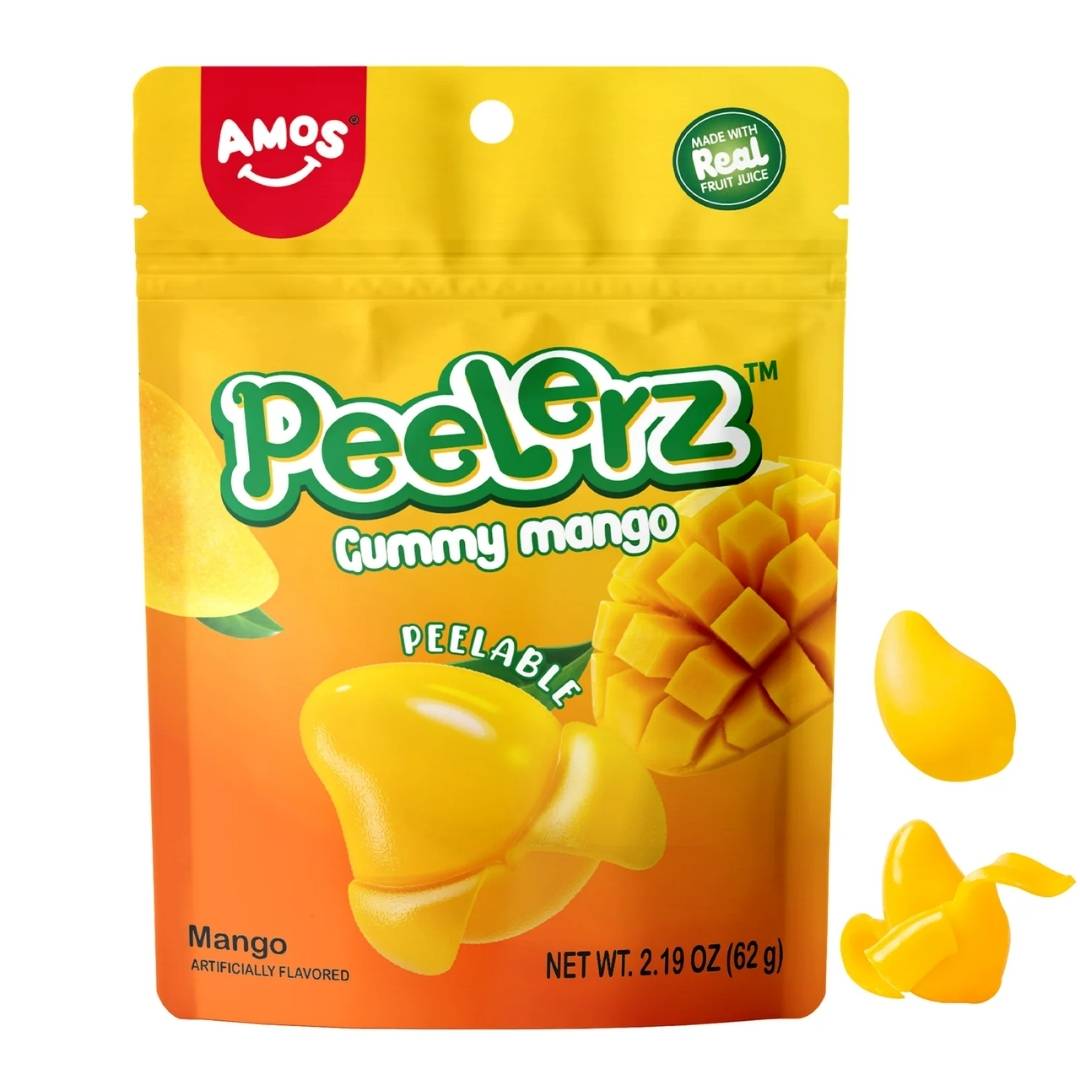 Amos Peelerz Mango Gummy Candy Peelable 3D Mango-Shaped Gummy