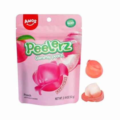 Amos Peelerz Peach Gummy Candy - Delicious peach-flavored gummy candy with a peelable outer layer