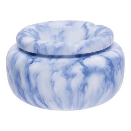 Moroccan Ceramic Ashtray - Marble Blue - 5 Inches