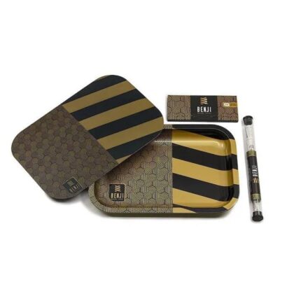 Medium-sized rolling tray with custom Benji print and magnetic lid