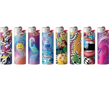 BIC Limited Prismatic Lighters - 8 Pack - Colorful Disposable Pocket Lighters