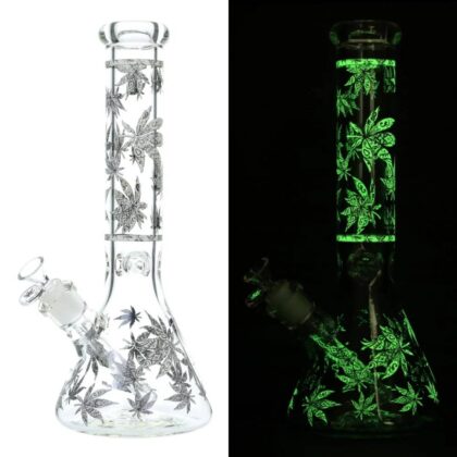 Chill Glass Glow In The Dark Beaker Water Pipe 10"
