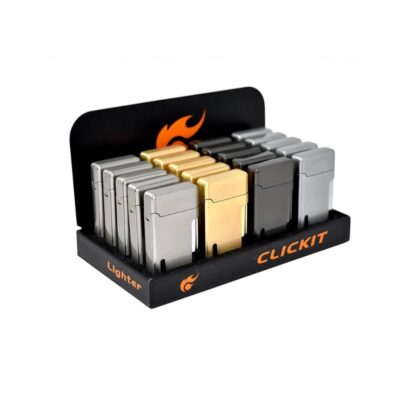Clickit Metal Flip Open Double Lighter - Windproof Dual-Torch Flame - Zinc Alloy - 120g