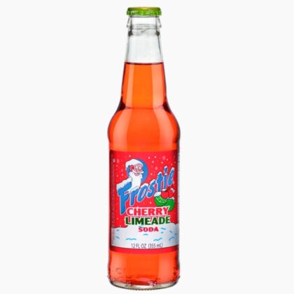 Frostie Limeade craft soda in a 12oz glass bottle
