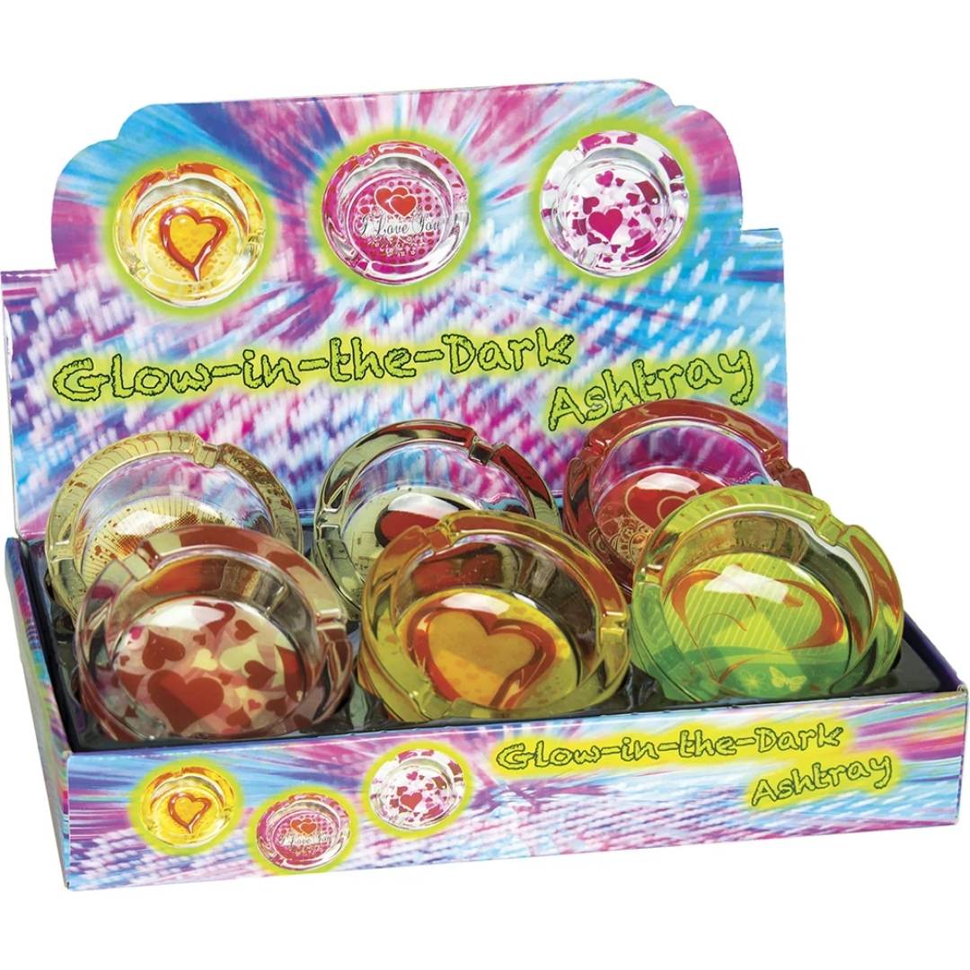 Glow Heart Design Ashtray - Heart-Shaped Ashtray that Glows in the Dark
