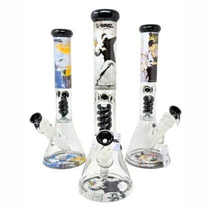 G-Rollz Banksy 'Bulletproof Dove' Beaker Percolator Bong - White - 37cm