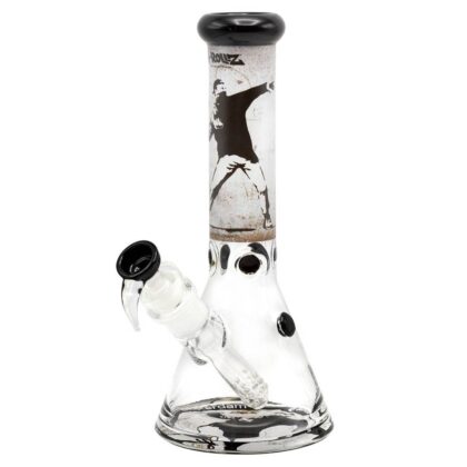 G-Rollz Banksy's Flower Thrower Beaker Percolator Bong White 37cm