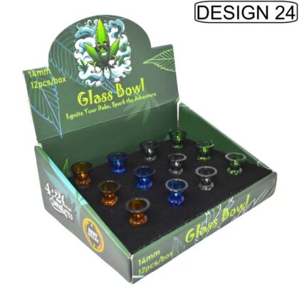 14mm Glass Bowls - Ignite Your Dabs - Assorted Designs - 12-Pack Display