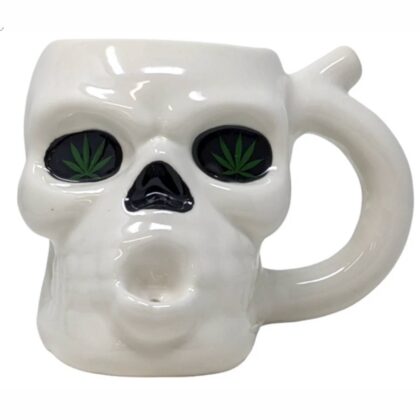 High Point Ceramic White Skull Mug Hand Pipe