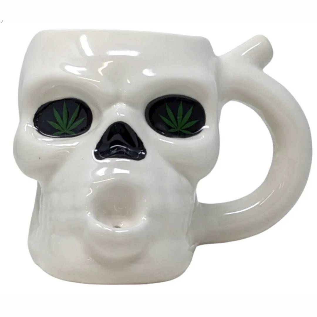 High Point Ceramic White Skull Mug Hand Pipe