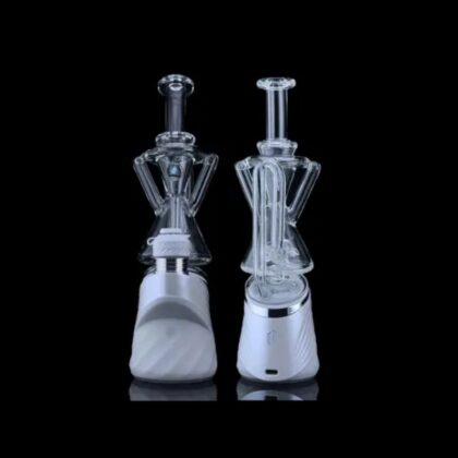 Iridescent Glass 8" Clear Gilcycler With Encased Opal