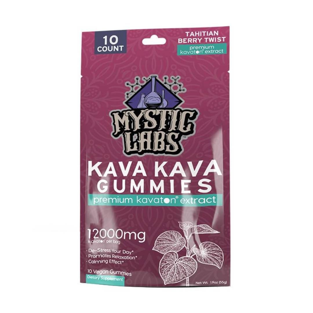 Mystic Labs - 10 Count Kava Gummies - Tahitian Berry Twist - 12000 mg.