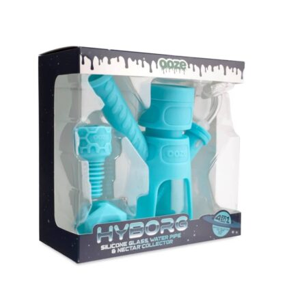 Ooze Hyborg Silicone Rig Aqua Teal 4-in-1 Hybrid Water Pipe