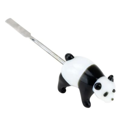 Glass panda dabber with metal dabber for precision dabbing