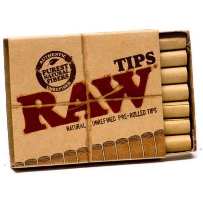 RAW Pre-Rolled Tips - Unbleached Natural Paper - Pack of 21