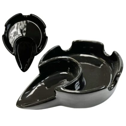 Smoke Zilla Ceramic Ash Tray with Pipe or Cigar Holder