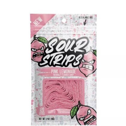 Sour Strips Pink Lemonade Candy - Burst of Summer Flavor with a Seriously Sour Kick - 12 Strips