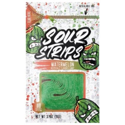 SOUR STRIPS Watermelon Flavored Sour Candy Strips - Vegan-friendly