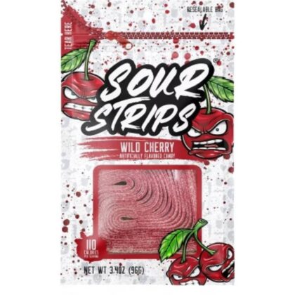 Sour Strips Wild Cherry Candy - Deliciously sour candy strips with resealable bag design