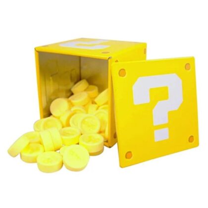 Super Mario Coin Candy - Sour Strawberry Coins in Gold Question-Mark Brick Tin