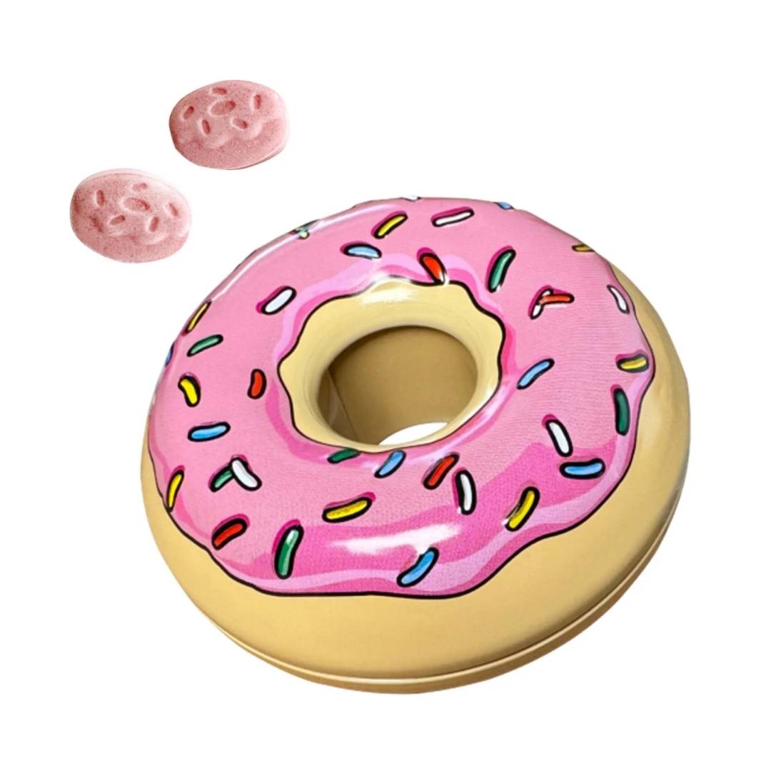 The Simpsons Donut Sweets Strawberry Candy Tin - Collectible Homer Simpson Donut Shaped Tin with Strawberry Flavored Candies