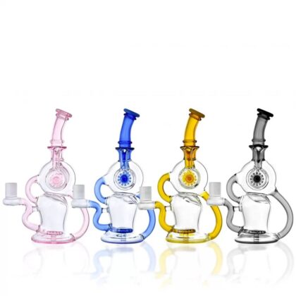 9" Gearhead Showerhead Perc Recycler Water Pipe in Amber color