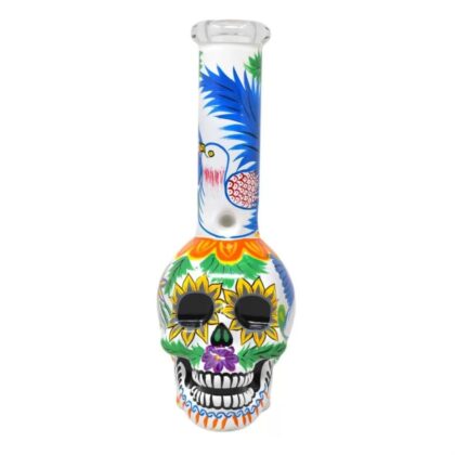 9" Sugar Skull Oasis Water Pipe - Tropical