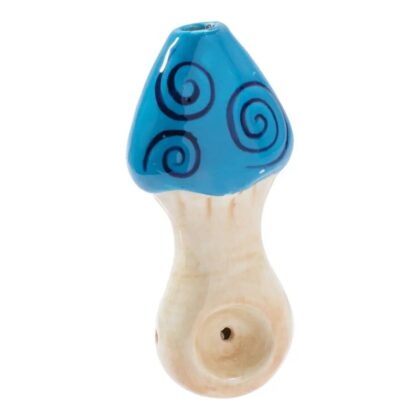 Wacky Bowlz 3.5" Ceramic Pipe in Blue Swirl Mushroom design