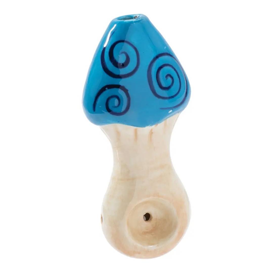Wacky Bowlz 3.5" Ceramic Pipe in Blue Swirl Mushroom design