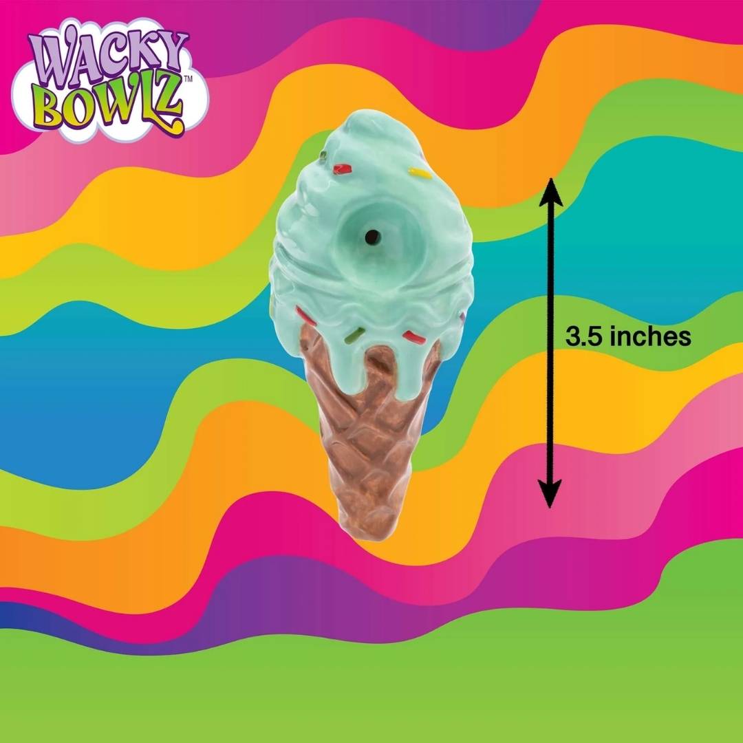Wacky Bowlz Ceramic Pipe - Ice Cream Mint Green - 3.5"