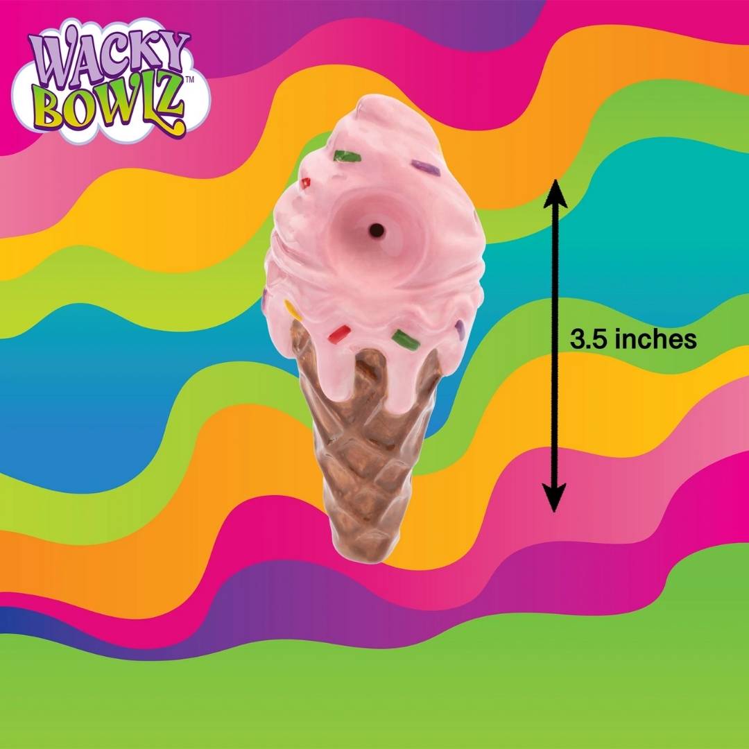 Wacky Bowlz Ceramic Pipe Ice Cream Pink 3.5 Inch