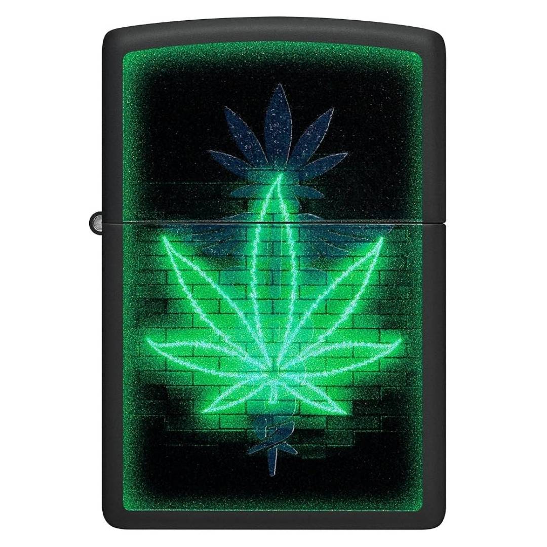 Zippo Glowing Leaves Design Lighter - Stylish windproof lighter with glow-in-the-dark leaf pattern